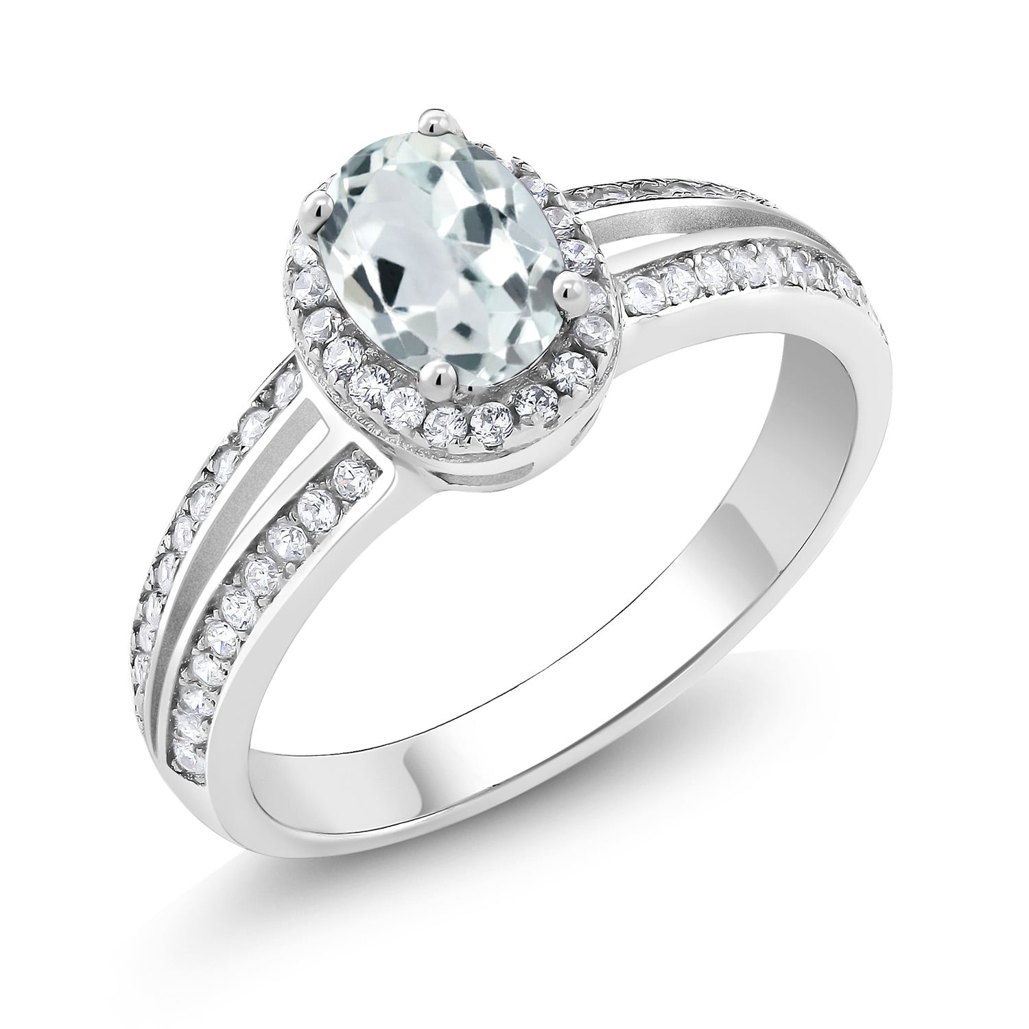 Gem Stone King 1.35 Cttw Oval Sky Blue Aquamarine 925 Sterling Silver ...