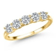 thumbnail image 1 of Gem Stone King 1.35 Ct Round E-F Lab Grown Diamond 18K Yellow Gold Plated Silver Ring, 1 of 6