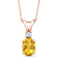 thumbnail image 1 of Gem Stone King 1.35 Ct Yellow Citrine White Created Sapphire 18K Rose Gold Plated Silver Pendant with Chain, 1 of 5