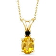 thumbnail image 1 of Gem Stone King 1.37 Ct Yellow Citrine Black Diamond 18K Yellow Gold Plated Silver Pendant with Chain, 1 of 4