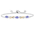 thumbnail image 1 of Gem Stone King 1.38 Ct Oval Blue Tanzanite 925 Silver and 10K Yellow Gold Lab Grown Diamond Adjustable Infinity Bracelet for Women Mother's Mom Wife Her, 1 of 3