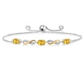 thumbnail image 1 of Gem Stone King 1.38 Ct Oval Yellow Citrine 925 Silver and 10K Yellow Gold Lab Grown Diamond Adjustable Infinity Bracelet for Women Mother's Mom Wife Her, 1 of 3