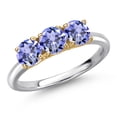 thumbnail image 1 of Gem Stone King 10K Two Tone Gold Blue Tanzanite Engagement Ring for Women | 1.38 Cttw | Round 5MM | Gemstone December Birthstone | Size 9, 1 of 6