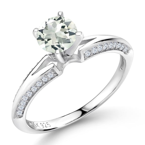 Gem Stone King 1.38 Ct Round Green Prasiolite 925 Sterling Silver Solitaire Ring (Size 6) (Size 6)
