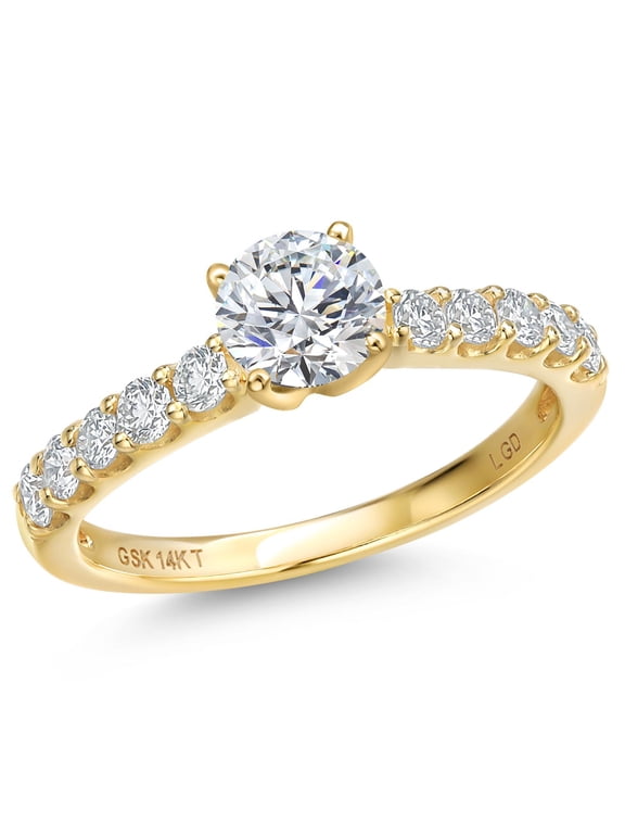 1.38 Cttw IGI Certified Lab Grown Diamond in 14K Yellow Gold Engagement Ring for Women | Round Center Diamond 1.00 Ct | D-E Color | VS1-VS2 Clarity | Size 9