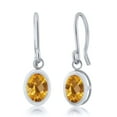 thumbnail image 1 of Gem Stone King 1.4 Ct Oval Checkerboard Yellow Citrine 925 Sterling Silver french Wire Earrings, 1 of 4