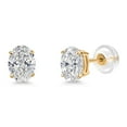 thumbnail image 1 of Gem Stone King 1.40 Cttw 14K Yellow Gold Lab Grown Diamond Earrings | Gemstone April Birthstone | Oval 7X5MM | DEF Color | VVS-VS Clarity | Gold Earrings for Women Men, 1 of 6