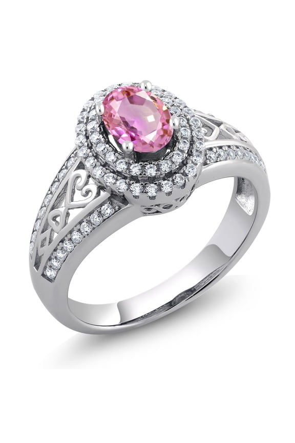 1.41 Ct Oval Pink Sapphire 925 Sterling Silver Ring