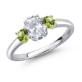 thumbnail image 1 of Gem Stone King 925 Sterling Silver White Topaz and Green Peridot Engagement Ring for Women | 1.41 Cttw | Oval 7X5MM | Gemstone November Birthstone | Size 7, 1 of 6