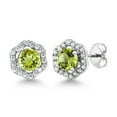 thumbnail image 1 of Gem Stone King 1.42 Ct Round Green Peridot 925 Sterling Silver Earrings, 1 of 4