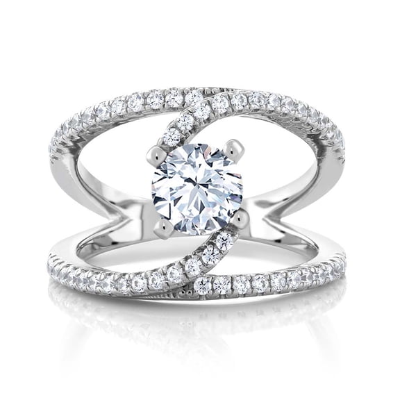 Gem Stone King 1.42 Ct Round White Zirconia 925 Sterling Silver Swirl Ring (Size 5)