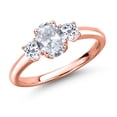 thumbnail image 1 of Gem Stone King 18K Rose Gold Plated Silver White Topaz Engagement Ring for Women | 1.43 Cttw | Oval 7X5MM | Gemstone November Birthstone | Size 9, 1 of 6