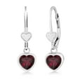 thumbnail image 1 of Gem Stone King 1.44 Ct Heart Shape Red Rhodolite Garnet 925 Sterling Silver Earrings, 1 of 3