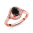 thumbnail image 1 of Gem Stone King 1.44 Ct Oval Black Sapphire 18K Rose Gold Plated Silver Ring (Size 5), 1 of 4