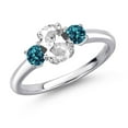 thumbnail image 1 of Gem Stone King 925 Sterling Silver White Created Sapphire and London Blue Topaz Engagement Ring for Women | 1.44 Cttw | Oval 7X5MM | Gemstone September Birthstone | Size 8, 1 of 6