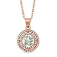 thumbnail image 1 of Gem Stone King 1.44 Ct Round Green Prasiolite 18K Rose Gold Plated Silver Pendant with Chain, 1 of 3