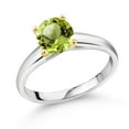 thumbnail image 1 of Gem Stone King 1.45 Ct 7mm Round Green Peridot 10K White and Yellow Gold Ring Ring (Size 9), 1 of 4