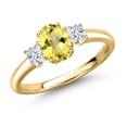 thumbnail image 1 of Gem Stone King 18K Yellow Gold Plated Silver Canary Mystic Topaz and White Zirconia Engagement Ring for Women | 1.45 Cttw | Oval 7X5MM | Gemstone November Birthstone | Size 8, 1 of 6