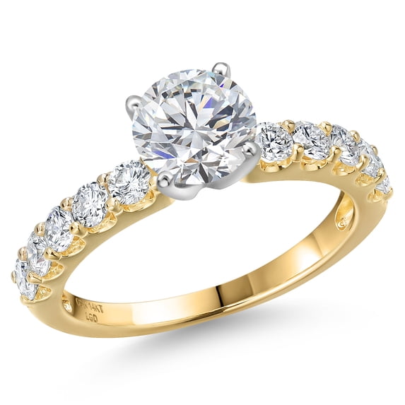 Gem Stone King 1.45 Cttw IGI Certified Lab Grown Diamond in 14K Two-Tone Gold Engagement Ring for Women | Center Diamond 0.75 Ct | D-E Color | VS1 Clarity | Size 6