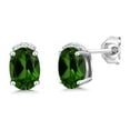 thumbnail image 1 of Gem Stone King 1.46 Ct Green Chrome Diopside E-F Lab Grown Diamond 925 Sterling Silver Earrings, 1 of 4