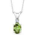thumbnail image 1 of Gem Stone King 1.47 Ct Green Peridot White Created Sapphire 925 Sterling Silver Pendant with Chain, 1 of 4