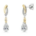 thumbnail image 1 of Gem Stone King 1.48 Cttw 925 Silver and 10K Yellow Gold Lab Grown Diamond Dangle Earrings for Women | Pear Shape 8X5MM | DEF Color | VVS-VS Clarity, 1 of 6