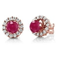 thumbnail image 1 of Gem Stone King 1.49 Ct Round Red Ruby 18K Rose Gold Plated Silver Earrings, 1 of 3
