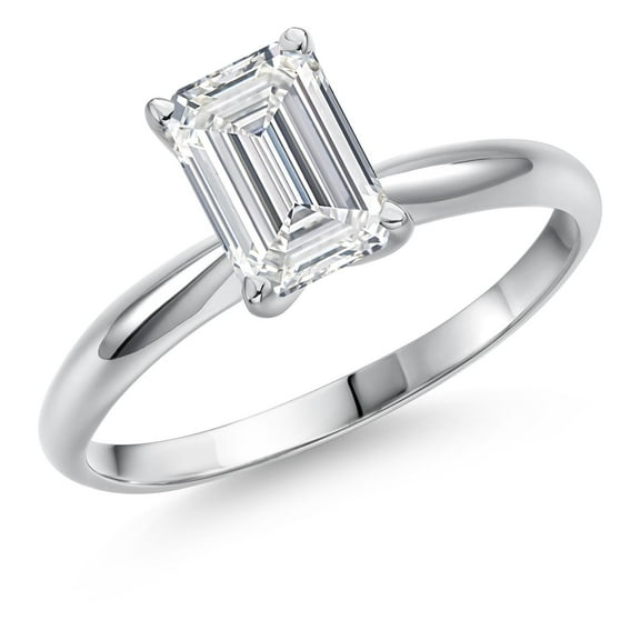 Gem Stone King 1.5 Carat 14K White Gold Lab Grown Emerald Cut IGI Certified Diamond Engagement Ring | E-F Color | VS1-VS2 Clarity | Wedding Anniversary Promise Ring for Women