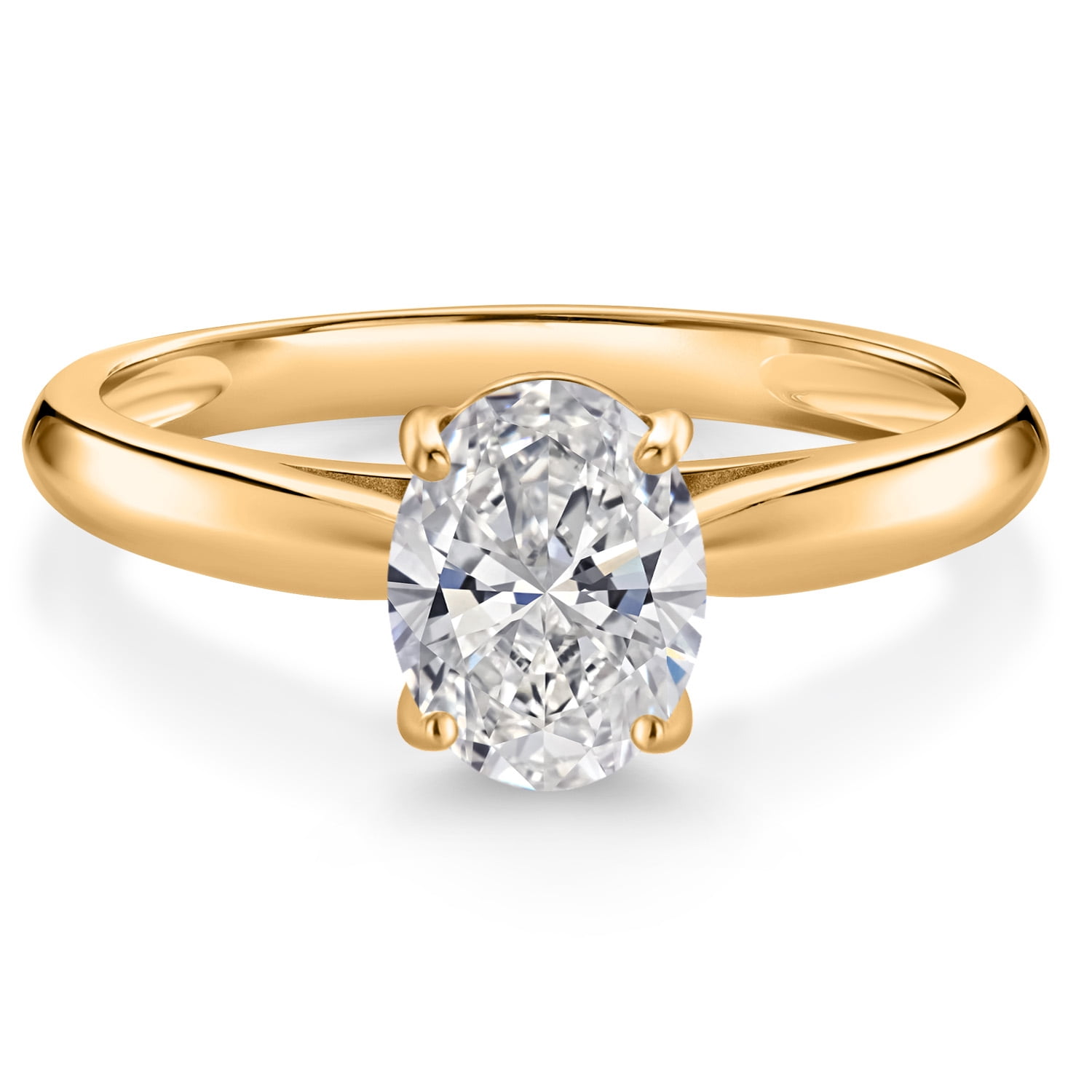 Gem Stone King Lab Grown Diamond Solitaire Engagement Ring for Women | 10K Yellow Gold | IGI Certified  | F-G Color | VS Clarity | Wedding Engagement Anniversary Promise Ring for Women | 1.5 Ct