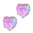 thumbnail image 1 of Gem Stone King 1.50 Ct Heart Shape 6mm Pink Simulated Opal 10K Yellow Gold Stud Earrings for Women Men, 1 of 3