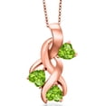 thumbnail image 1 of Gem Stone King 1.50 Ct Heart Shape Green Peridot 18K Rose Gold Plated Silver Pendant With Chain, 1 of 6