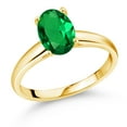 thumbnail image 1 of Gem Stone King 1.50 Ct Oval Green Simulated Emerald 10K Yellow Gold Ring, 1 of 4