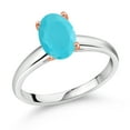 thumbnail image 1 of Gem Stone King 1.50 Ct Oval Green Turquoise 10K White and Rose Gold Ring (Size 8), 1 of 4