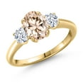 thumbnail image 1 of Gem Stone King 1.50 Ct Oval Peach Morganite 18K Yellow Gold Plated Silver Ring, 1 of 6
