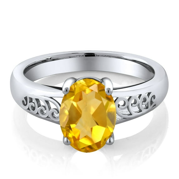 Gem Stone King 1.50 Ct Oval Yellow Citrine 925 Sterling Silver Curl Into Me Ring