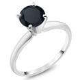 thumbnail image 1 of Gem Stone King 14K White Gold Black Zirconia Solitaire Engagement 4-Prong Ring for Women | 1.50 Cttw | Round 6MM | Gemstone Birthstone (Size 7), 1 of 4