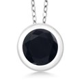 thumbnail image 1 of Gem Stone King 1.50 Ct Round Black Zirconia 925 Sterling Silver Pendant With Chain, 1 of 4