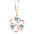 thumbnail image 1 of Gem Stone King 1.50 Ct Round Blue Zircon 18K Rose Gold Plated Silver Pendant With Chain, 1 of 4