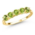 thumbnail image 1 of Gem Stone King 1.50 Ct Round Green Peridot 18K Yellow Gold Plated Silver 5-Stone Band, 1 of 6