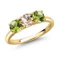 thumbnail image 1 of Gem Stone King 18K Yellow Gold Plated Silver Peach Morganite and Green Peridot Engagement Ring for Women | 1.50 Cttw | Round 5MM | Gemstone October Birthstone | Size 9, 1 of 6