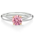thumbnail image 1 of Gem Stone King 1.50 Ct Round Pink Zirconia 10K White and Yellow Gold Solitaire Engagement Ring (Size 9), 1 of 4