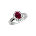 thumbnail image 1 of Gem Stone King 1.50 Ct Stunning 7X5mm Oval Created Ruby and CZ 925 Sterling Silver Ring, 1 of 3