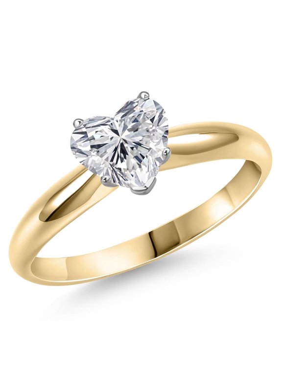 1.50 Cttw IGI Certified Lab Grown Diamond in 2-Tone 14K White and Yellow Gold Solitaire Engagement Ring for Women | Heart Shape | D-E Color | VS1-VS2 Clarity | Size 5