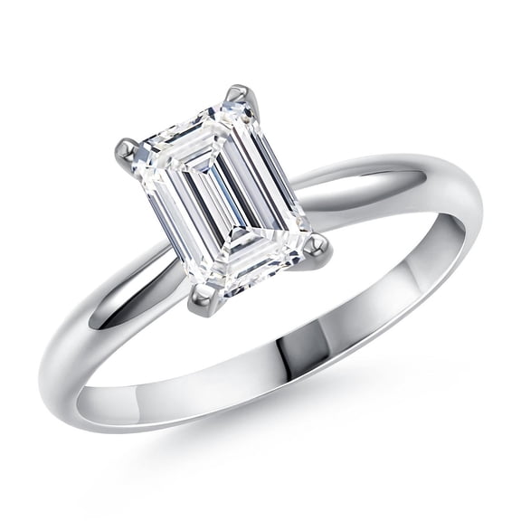 Gem Stone King 1.50 Cttw Lab Grown Diamond Engagement Ring for Women | 14K White Gold | Emerald Cut | IGI Certified | D-E Color | VS1-VS2 Clarity