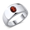 thumbnail image 1 of Gem Stone King 1.50 Cttw Oval 8X6MM Red Garnet Ring for Men | 925 Sterling Silver | Gemstone January Birthstone (Size 10), 1 of 4