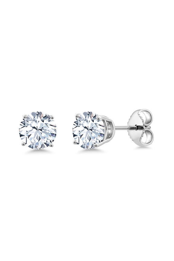 1.50 Cttw Round 5mm White Zirconia 925 Sterling Silver Stud Earrings for Women Men