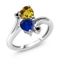 thumbnail image 1 of Gem Stone King 1.53 Ct Heart Shape Citrine Blue Created Sapphire 10K White Gold Diamond Accent Ring (Size 6), 1 of 3