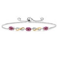 thumbnail image 1 of Gem Stone King 1.53 Ct Oval Pink Mystic Topaz 925 Silver and 10K Yellow Gold Lab Grown Diamond Adjustable Infinity Bracelet for Women Mother's Mom Wife Her, 1 of 3