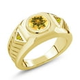 thumbnail image 1 of Gem Stone King 1.53 Ct Yellow Citrine Canary Diamond 18K Yellow Gold Plated Silver Men's Ring, 1 of 2