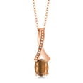 thumbnail image 1 of Gem Stone King 1.54 Ct Brown Tiger Eye White Diamond 18K Rose Gold Plated Silver Pendant with Chain, 1 of 3